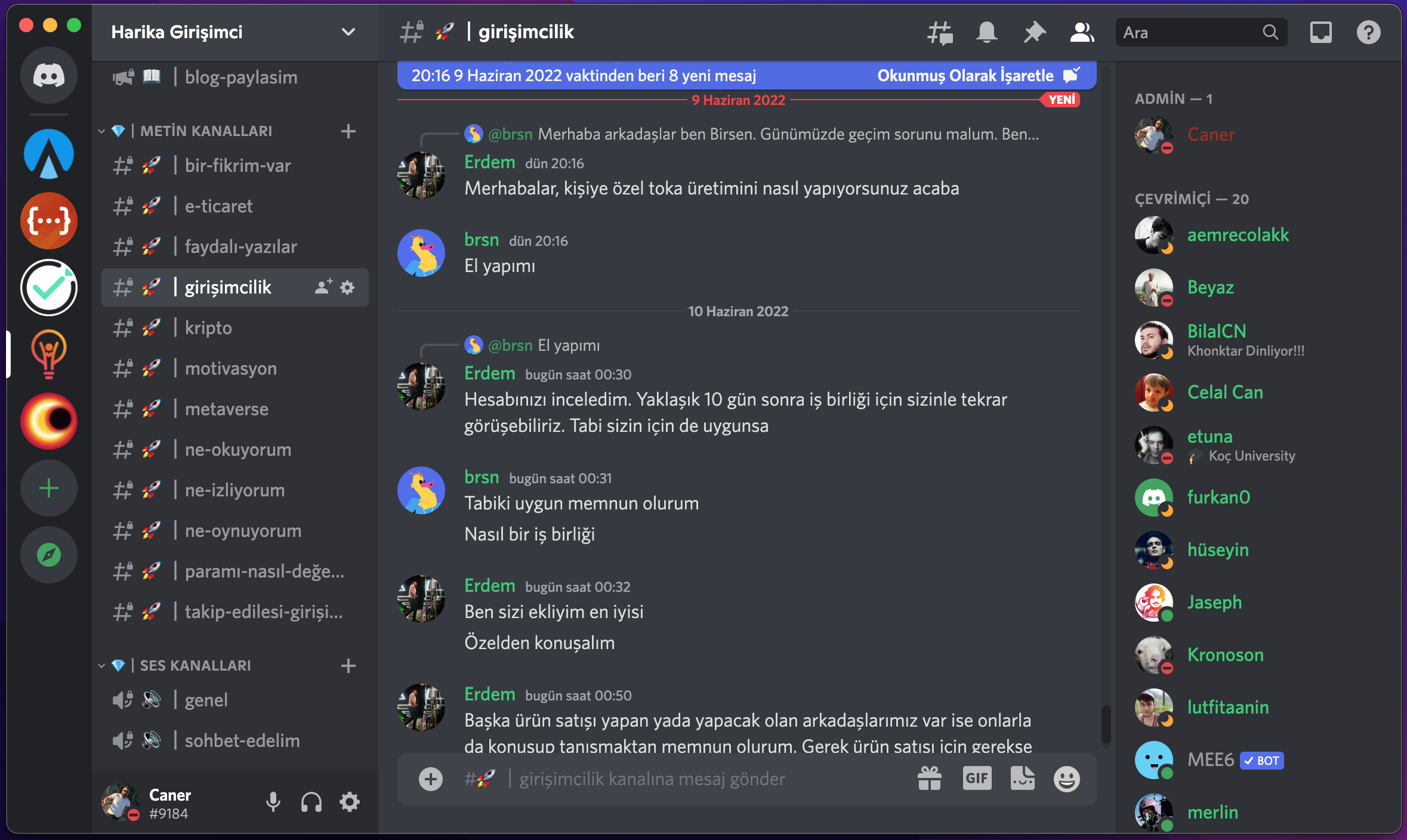 Harika Girişimci Discord Sunucusu